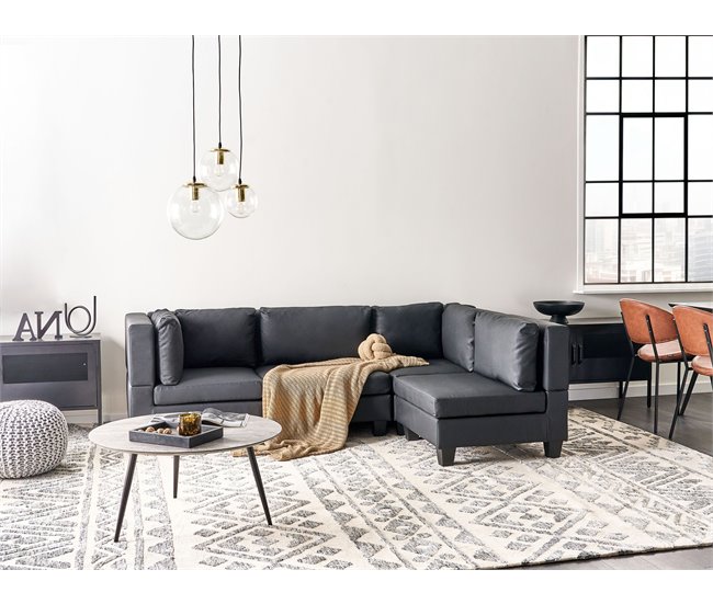 Beliani Sofá esquinero Piel sintética UNSTAD Negro