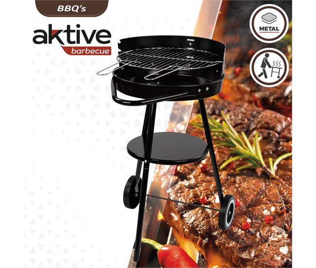 Barbacoa carbón portátil Aktive Negro