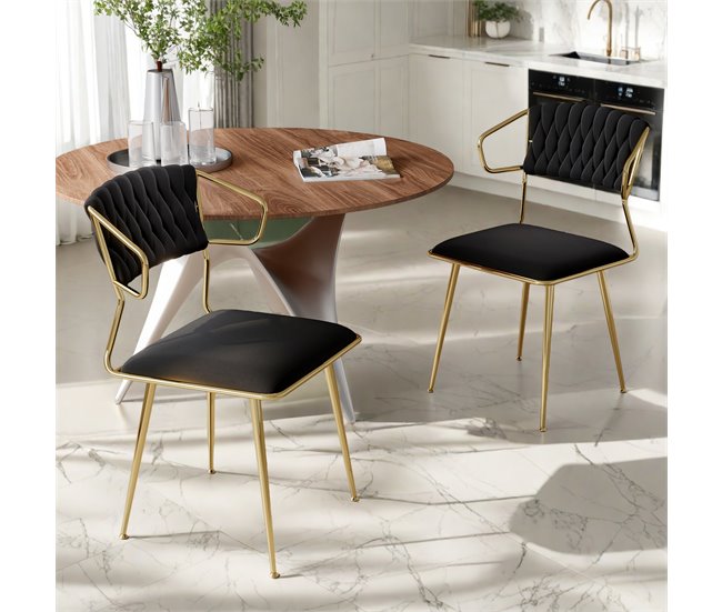 2 piezas, silla de comedor, silla alta Negro