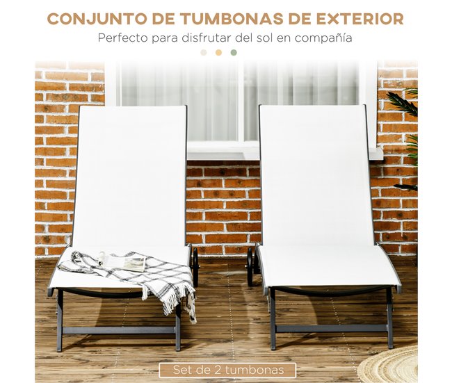 Tumbonas de Jardín Textelino, Aluminio Outsunny Crudo