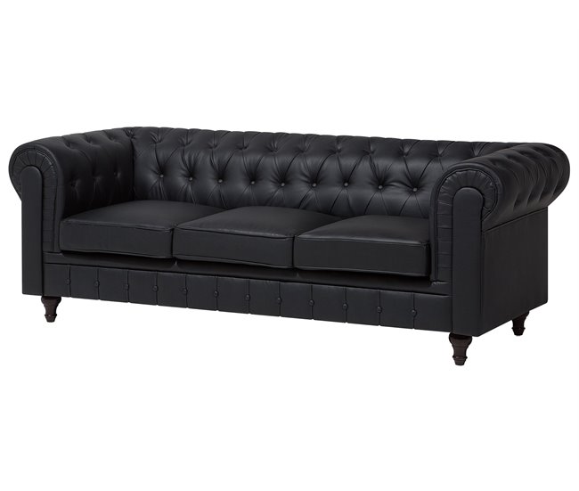 Beliani Conjunto de sofás CHESTERFIELD Negro