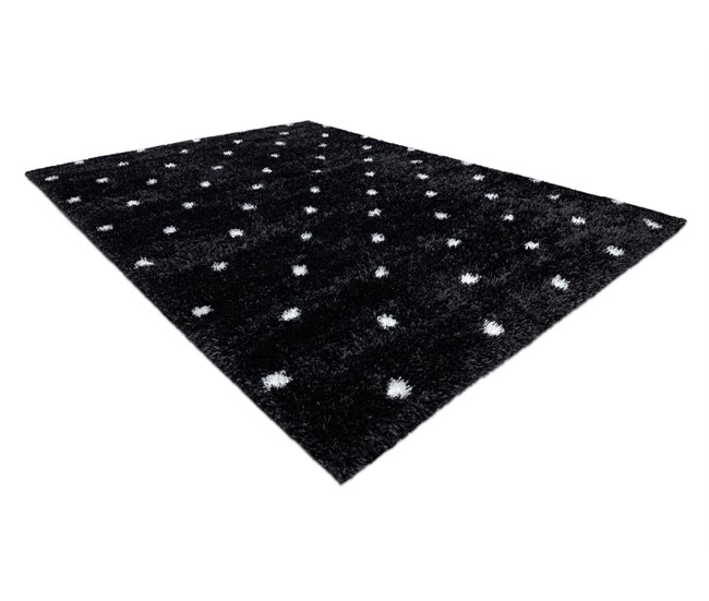 Alfombra FLUFFY 2370 shaggy puntos 200x290 Negro