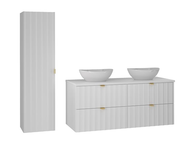 Conjunto de muebles con doble lavabo y columna Lexa 120 Blanco