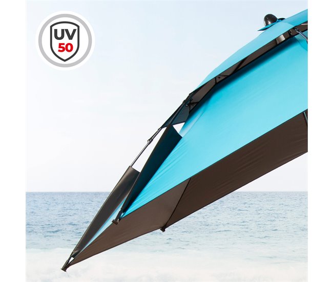 Aktive Sombrilla de playa antiviento c/protección UV50 8 varillas Azul