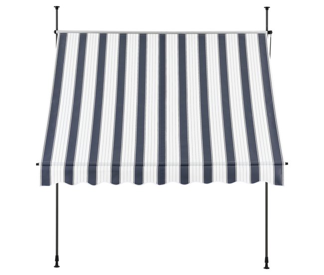 Toldo articulado barras telescópicas 300x120 Blanco/ Azul