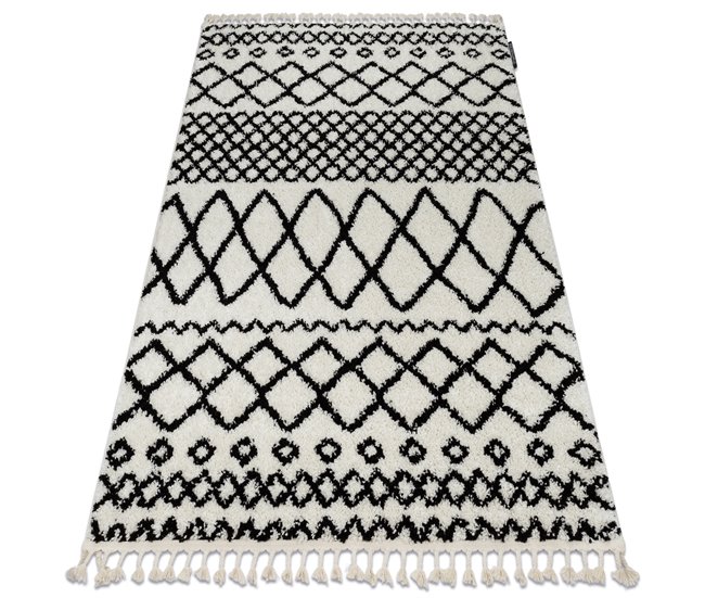 Alfombra BERBER SAFI N9040 Franjas Bereber Marroquí 180x270 Blanco/ Gris