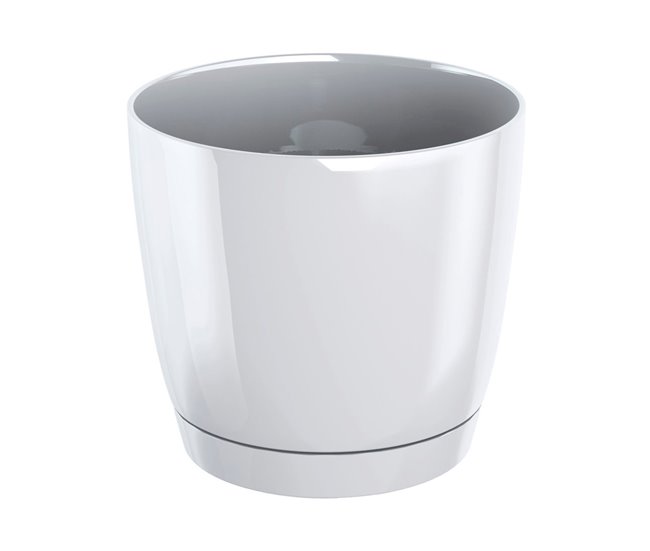 2x Maceta redonda de plastico Coubi Round P Blanco