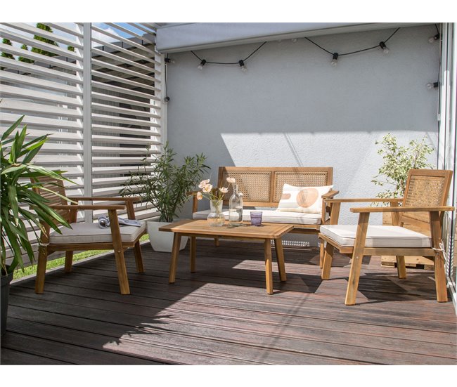 Beliani Conjunto de jardín Madera de acacia ARENELLA Beige