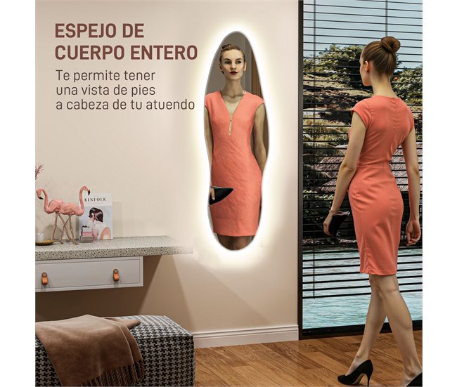 Espejo Cuerpo Entero Vidrio Templado HOMCOM, hogar - decoración Transparente