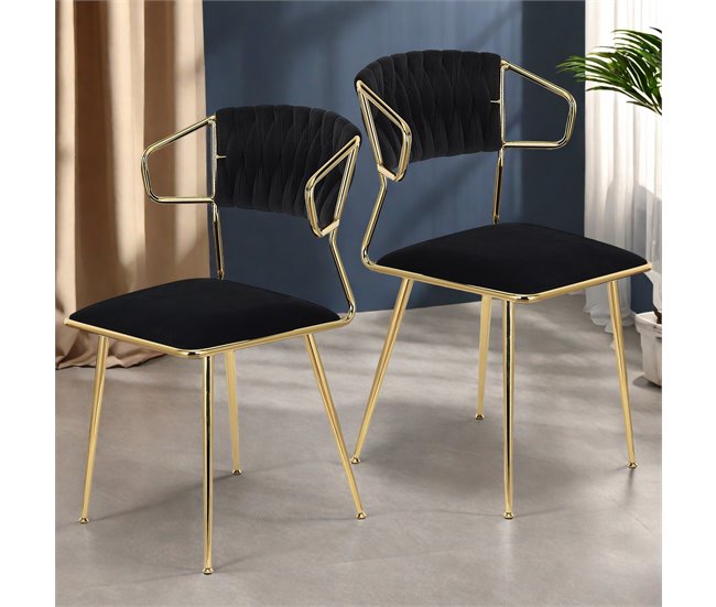 2 piezas, silla de comedor, silla alta Negro