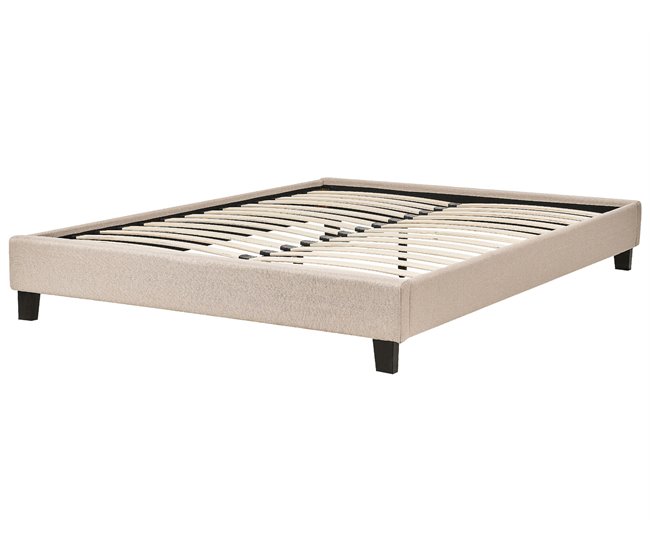 Beliani Cama con somier Poliéster ROANNE 149x211 Beige