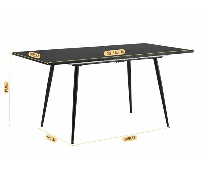 Conjunto de mesa extensible y 4 sillas Blanco/ Negro