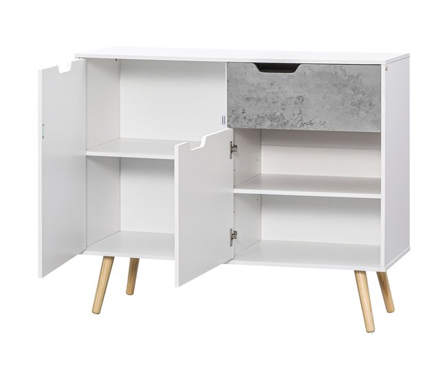 Aparador de Cocina Melamina de Madera, Pino HOMCOM 98 Gris