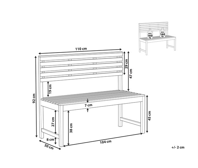 Beliani Banco Madera de acacia TREIA Marron