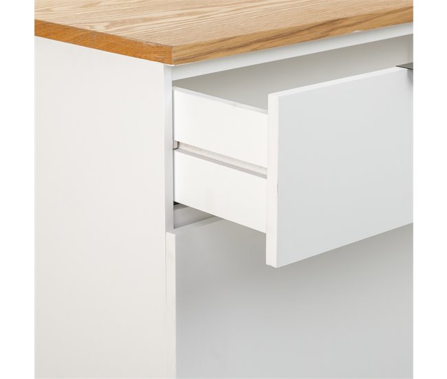 Aparador de madera de 2 cajones y 2 puertas Blanco