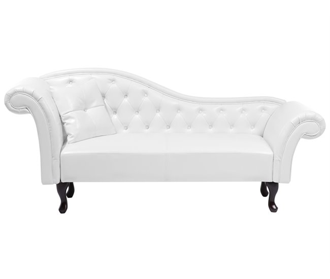 Beliani Chaise longue izquierdo Piel sintética LATTES Blanco
