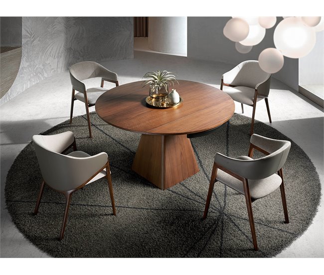 ANGEL CERDA Silla comedor tapizada tela y polipiel Beige