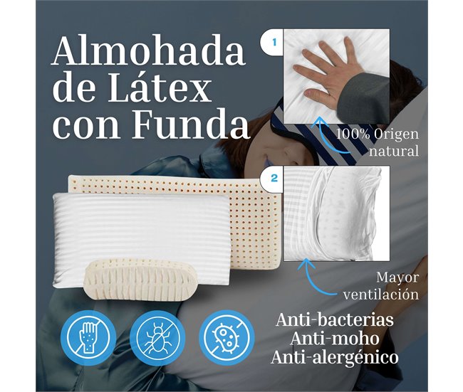 Almohada de Látex Perforada con Funda 150x35 Blanco
