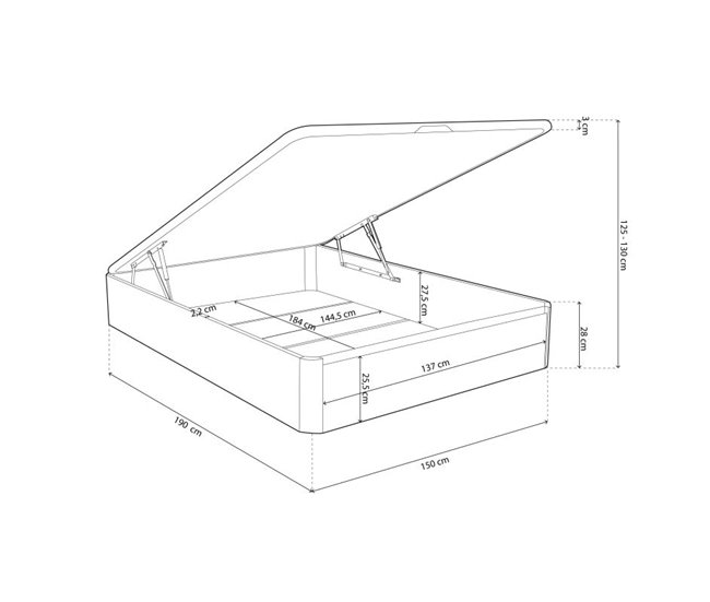 Canapé Luxury 3D 150x190 Blanco Veta