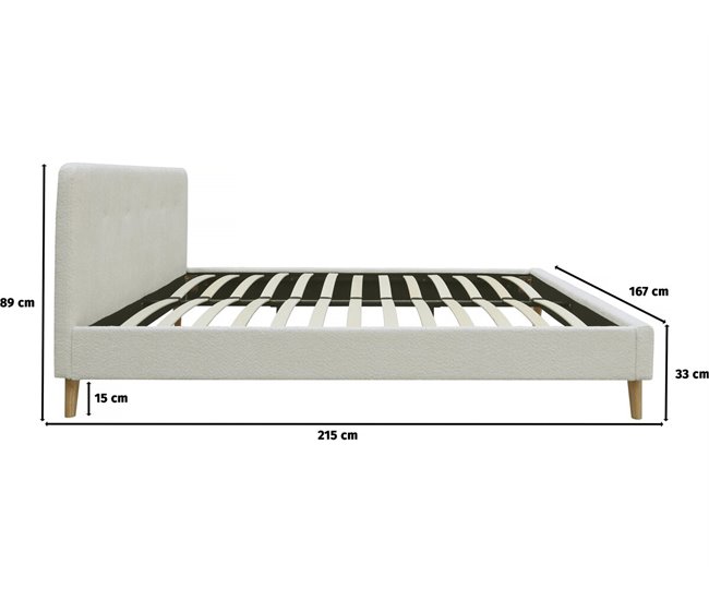 Cama de lana rizada para 2 personas Némo 167x215 Crema