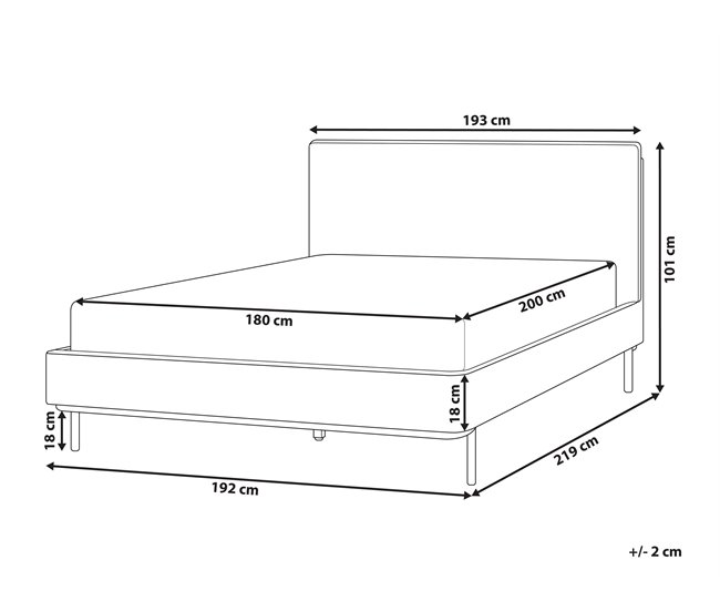 Beliani Cama con somier Poliéster CORIO 193x219 Crema