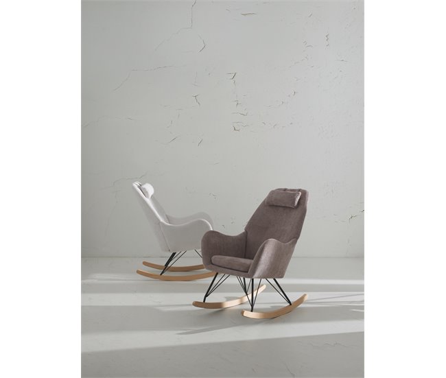 Balancín tapizado en chenilla y patas metálicas Blanco