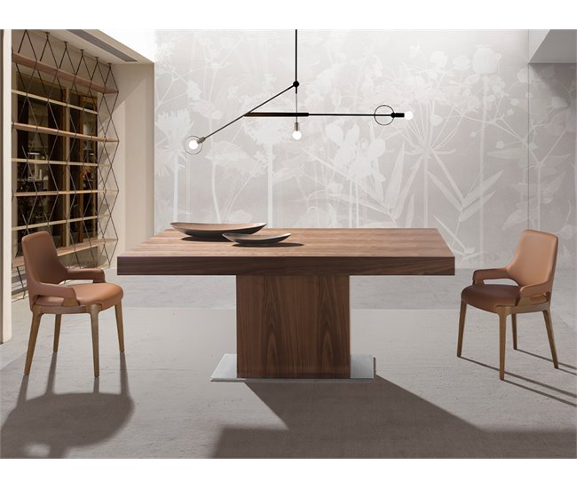 ANGEL CERDA Silla polipiel marrón Nogal