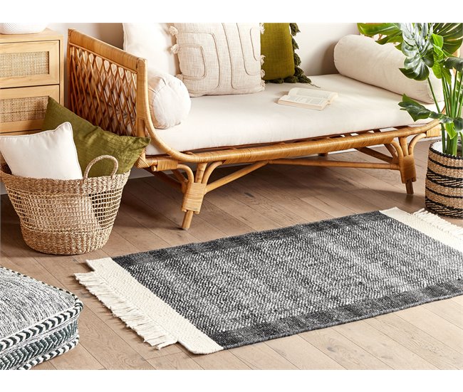 Beliani Alfombra de pelo corto ATLANTI 80x150 Blanco/ Beige