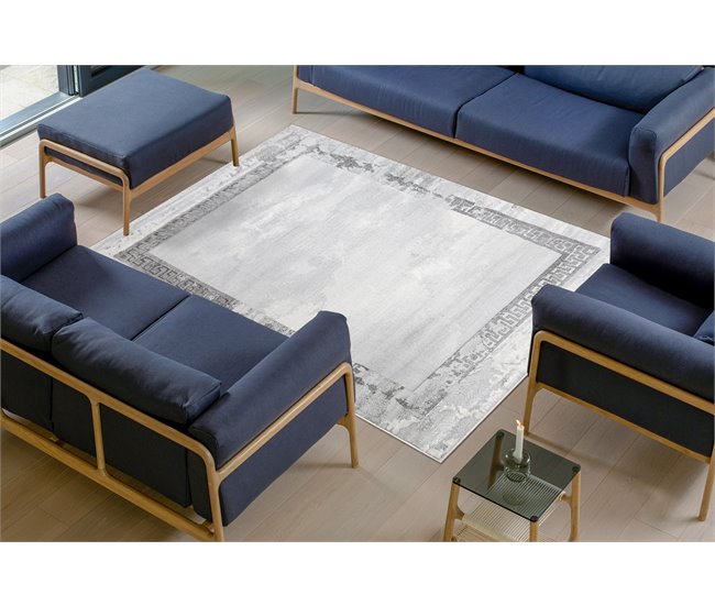 Alfombra LIRA E1473 Marco griego vintage estructural moderna 240x330 Gris