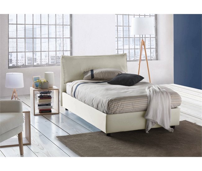 Cama plaza y media en tela Beige