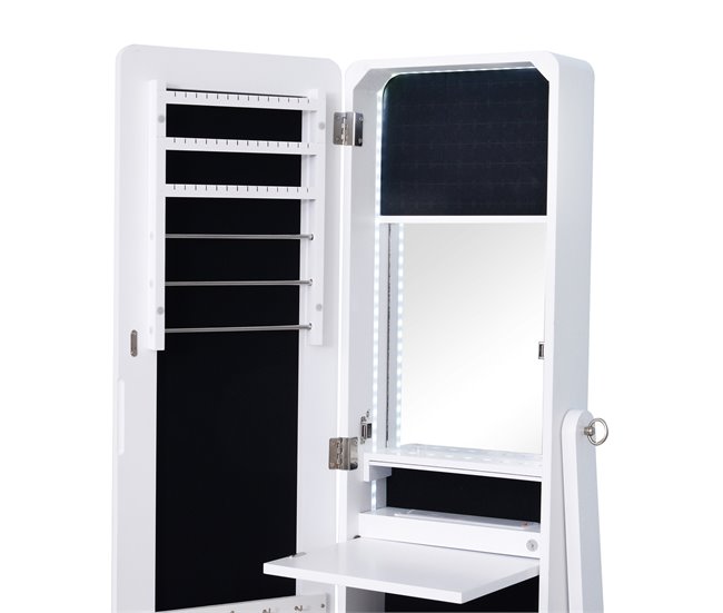Joyero de Pie con Espejo MDF HOMCOM, hogar - decoración hogareña Blanco