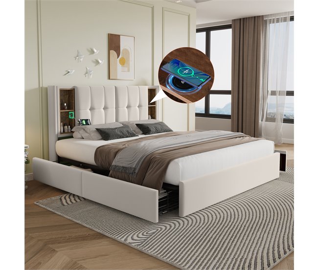 Camas de matrimonio 165x213 Beige