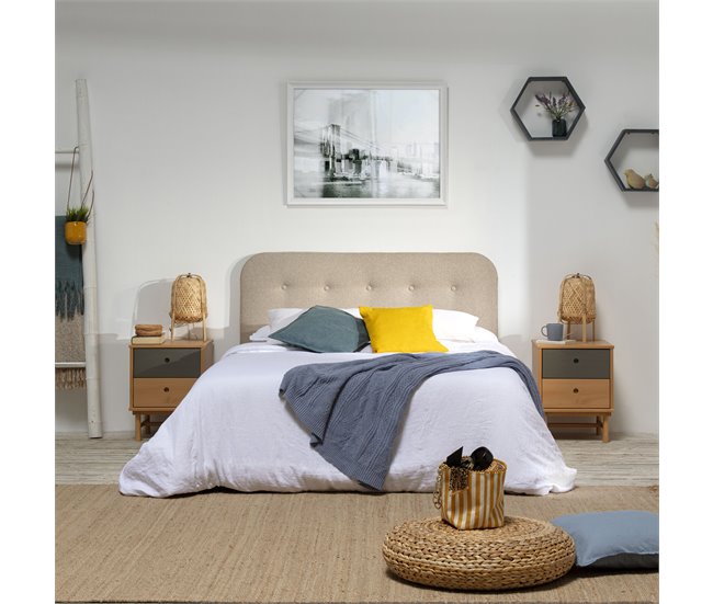 Cabecero tapizado Saona Beige 160 Beige