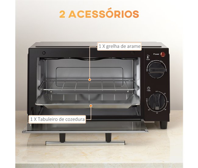 Horno Eléctrico Metal HOMCOM, hogar - cocina Negro