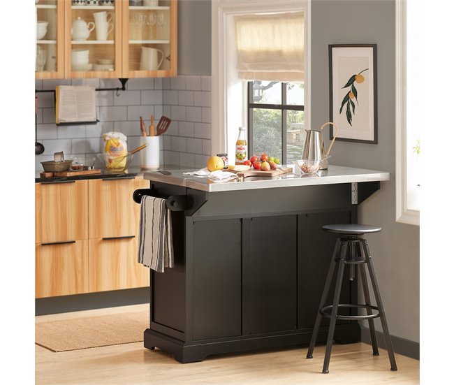 Isla de Cocina con Tablero Extensible FKW71-SCH SoBuy 115 Negro