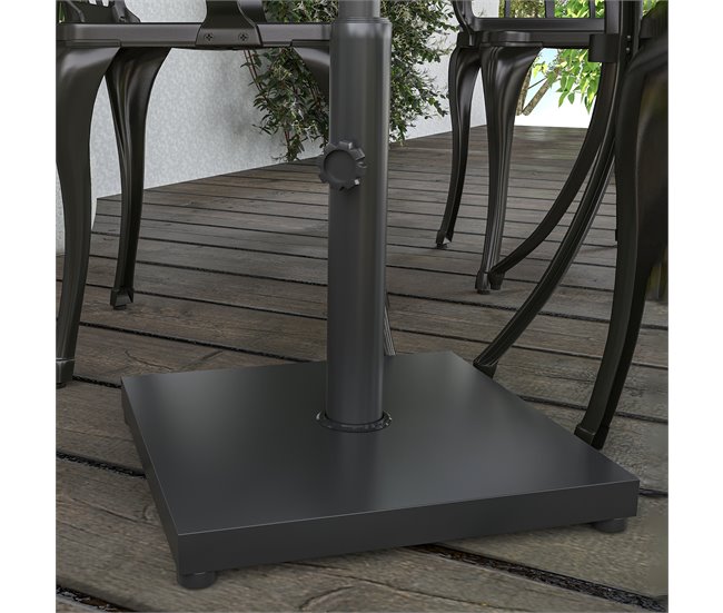 Soporte para Parasol Cemento, Metal Outsunny 40x40 Negro