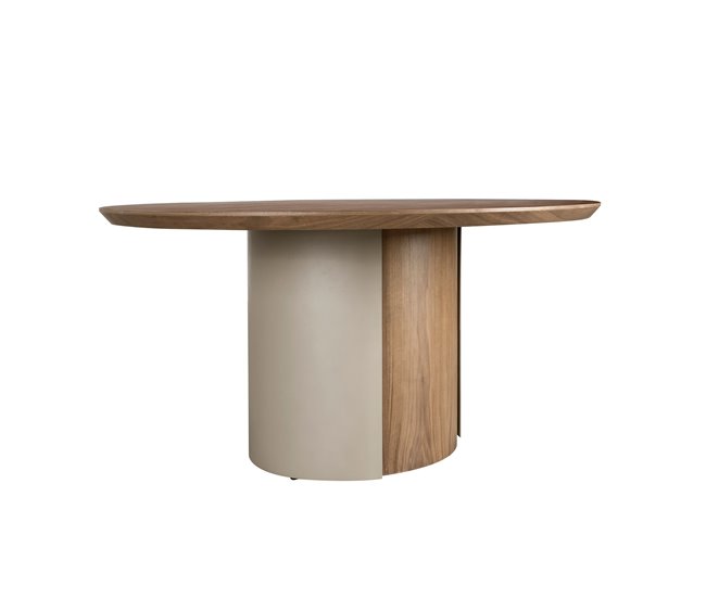 ANGEL CERDA Mesa comedor redonda y acero metalizado 140x140 Nogal