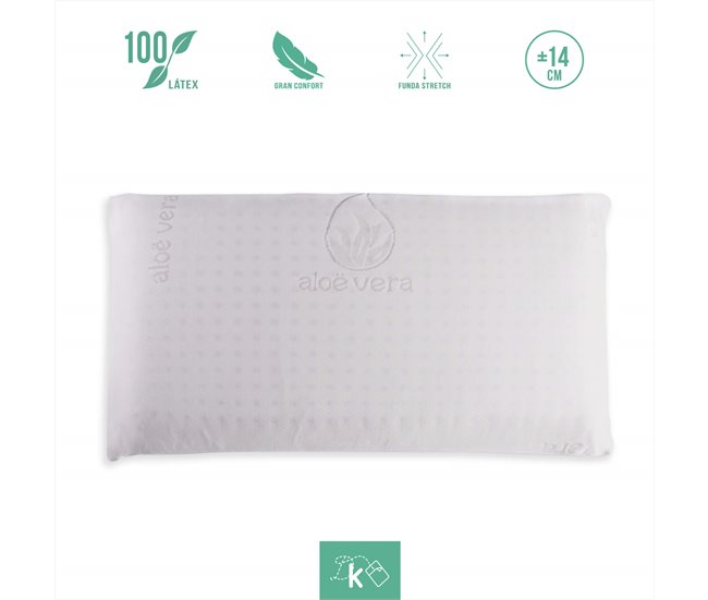 Almohada Látex - Funda Extraíble Aloe Vera 80x34 Blanco Veta