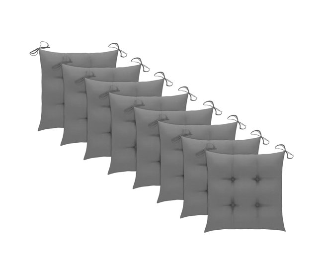 8 Sillas de comedor para jardín de madera con cojines Antracita