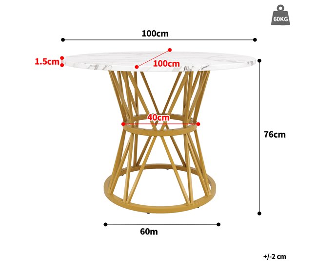 Conjunto mesa redonda efecto mármol y 4 sillas vintage Blanco