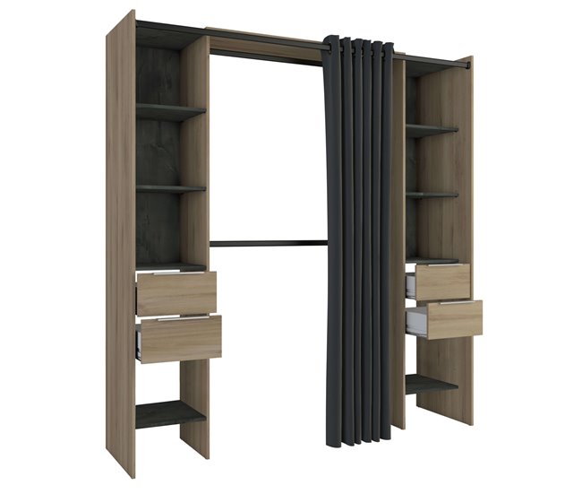 Vestidor Abierto Dana para Habitación Moderna Negro/ Madera