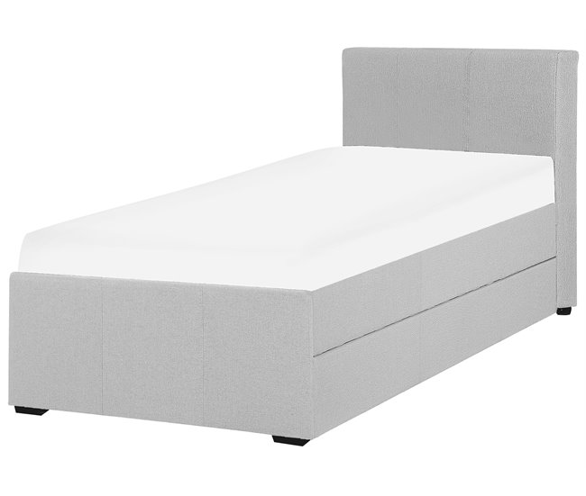 Beliani Cama con somier Poliéster MARMANDE 96x214 Azul Marino