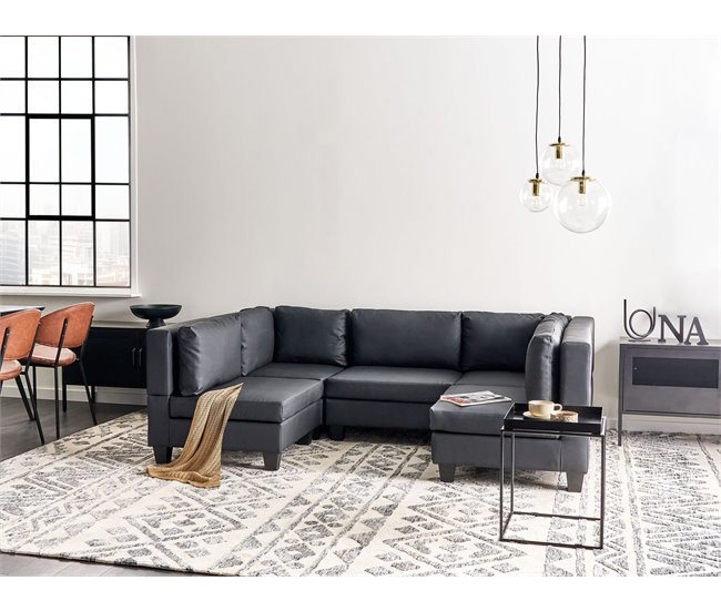 Beliani Sofá modular Piel sintética UNSTAD Negro
