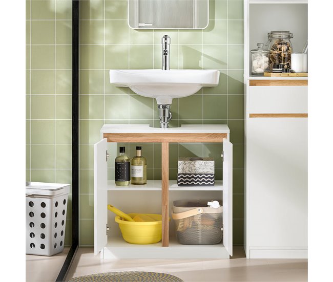 Armario Para Debajo Del Lavabo 2 Puertas BZR78-W SoBuy Blanco
