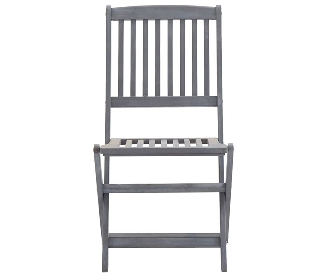 4 Sillas de jardín plegables de madera maciza con cojines Antracita