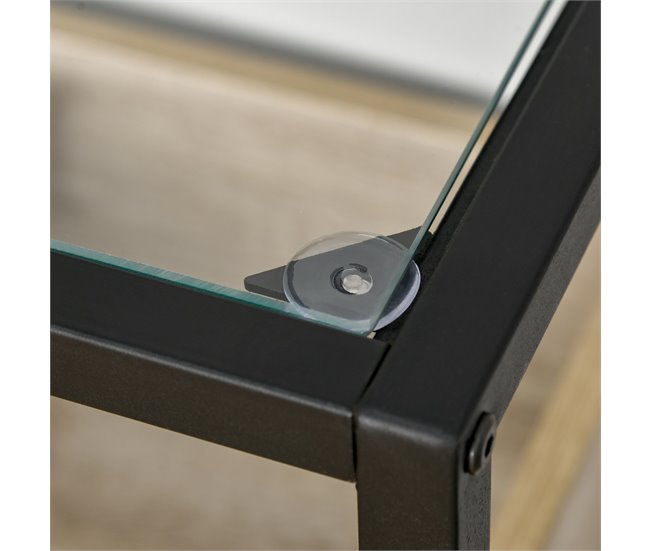 Mesa Consola Vidrio Templado, MDF, Metal HOMCOM 108 Negro