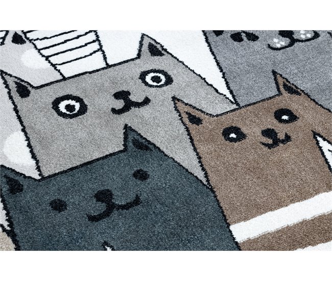Alfombra FUN Gatti para niños gatos animales 120x170 Blanco/ Gris