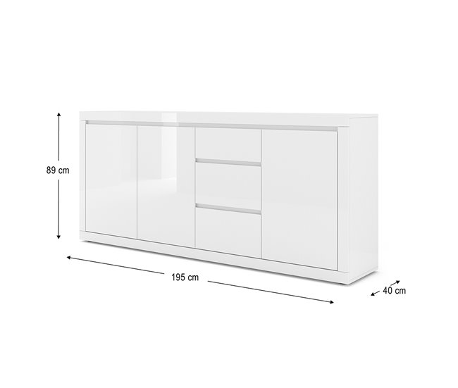 Bufé 3 puertas 3 cajones Olia Blanco