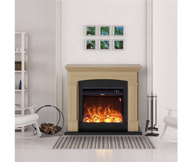 Chimenea con quemador electrico de 1500w Mpc Camino Siena Marron Claro