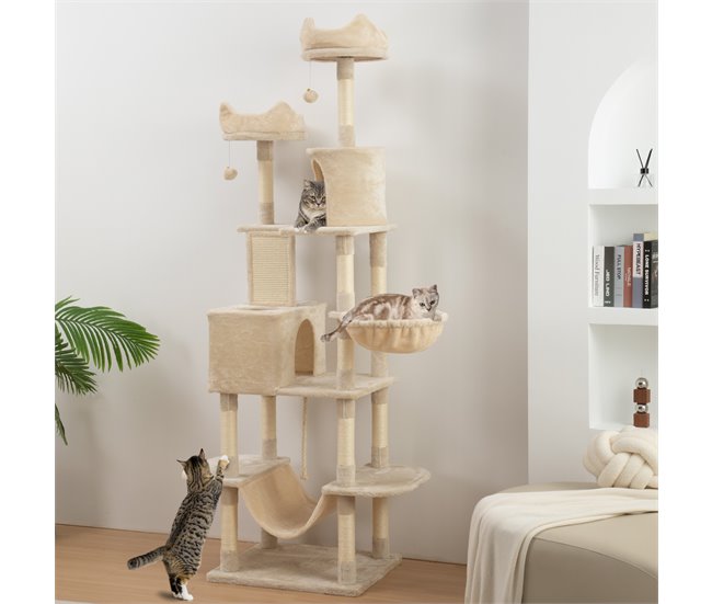 Árbol para Gatos Aglomerado de Madera PawHut Crudo